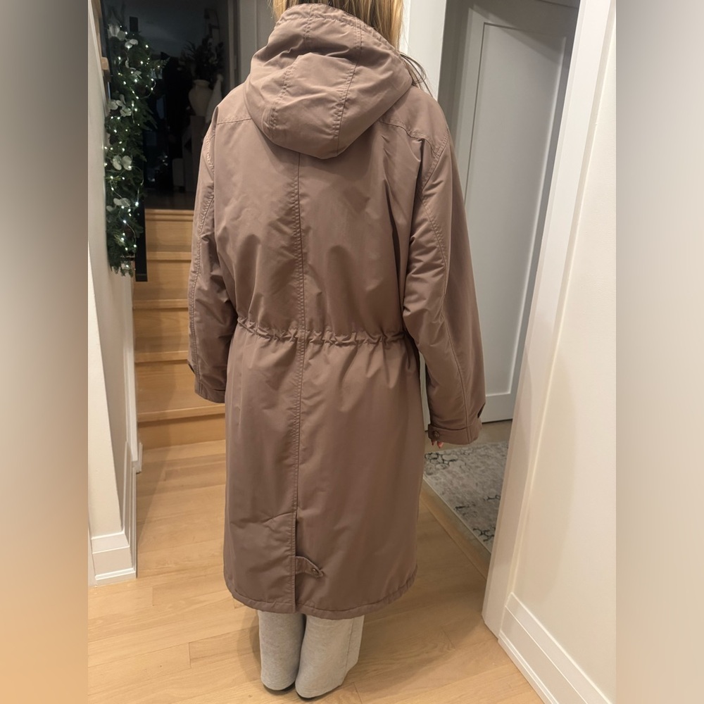 Woolrich Taupe Colour Women’s Long Hooded Parka Coat 2-Layer Lined XL - Picture 12 of 12